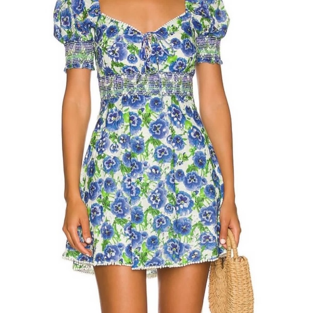 Alice + Olivia Blue and Green Floral Mini Dress